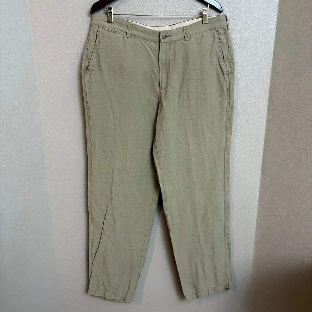 Tommy Bahama‎ Pants Men's 36 (Fits 38x34) Linen Silk Khaki Straight Leg